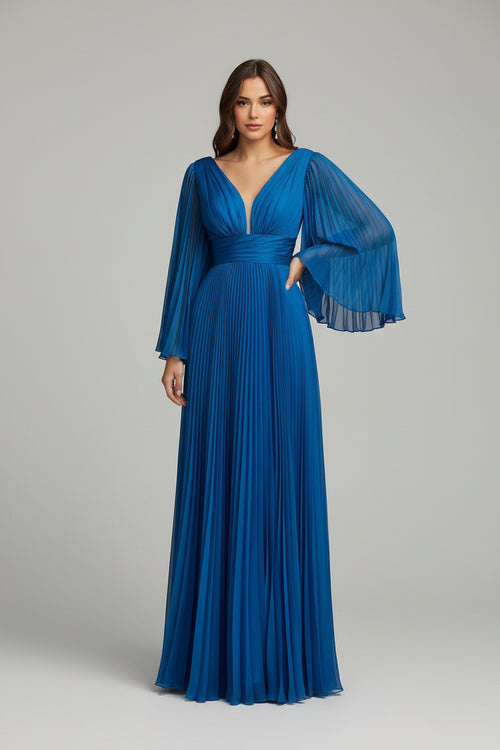 Abendkleid lamia 242 – Chiffon und V-Ausschnitt in Lavendel – Ansicht 2 | Lamia Mode