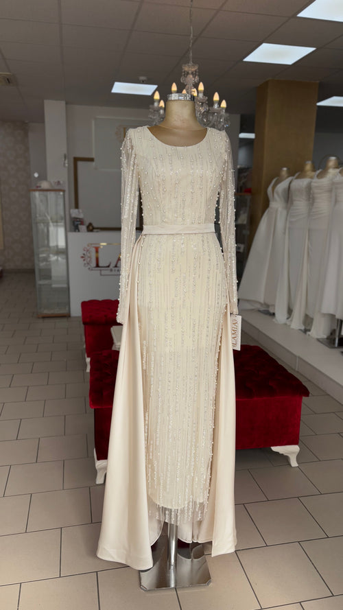 Standesamtkleid A588 – Perlen und Pailletten – LAMIA Wholesale